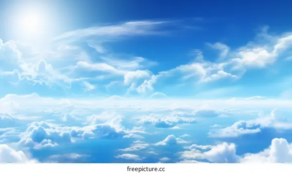Serene Blue Sky with White Clouds
