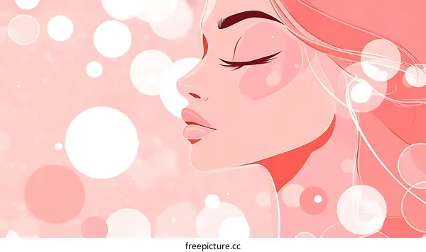 Delicate Female Profile in Soft Pink Hues