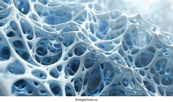 Organic 3D Structure: Blue and White