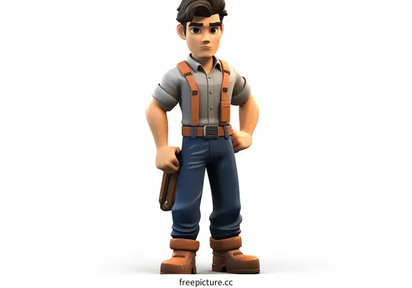 A cartoon character of a young male construction worker
