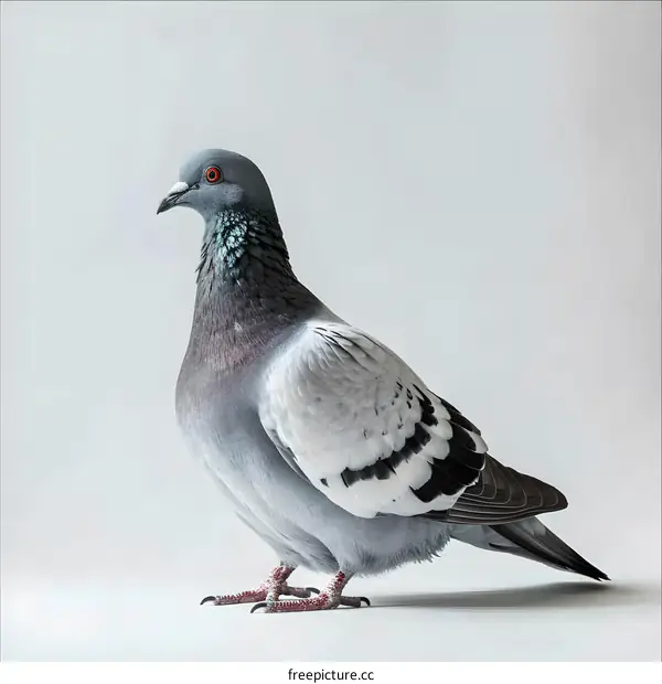 Pigeon on a white background