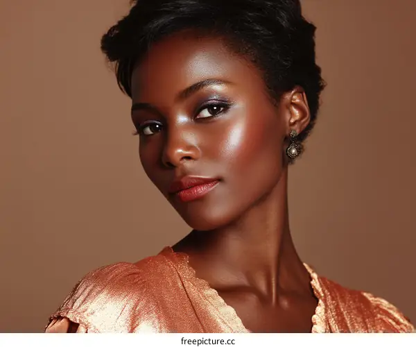 Close-up Portrait of a Beautiful Woman with Stunning Makeup and Stylish Earrings