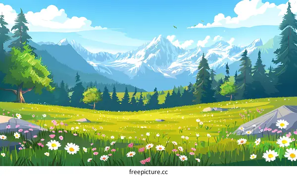 Beautiful Mountain Meadow Landscape