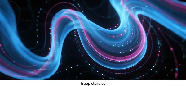 Blue and Pink Wavy Abstract Background with Digital Elements
