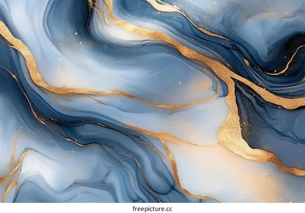 Abstract Blue and Gold Marbled Texture Design