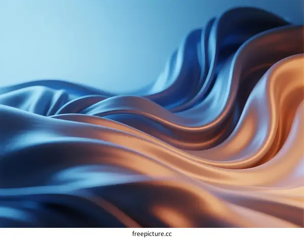 Ethereal Curves of Flowing Fabric in Soft Blue and Warm Orange Tones