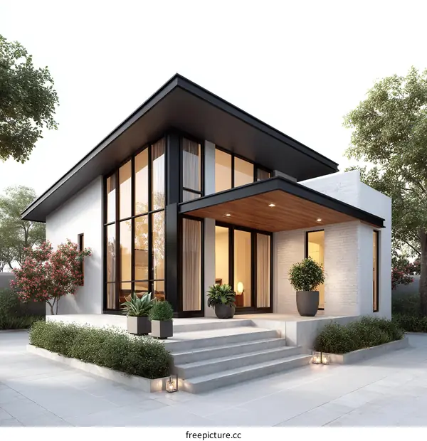 Modern House Exterior Design with Courtyard