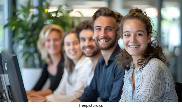 portrait of a group of young professionals smiling at the camera