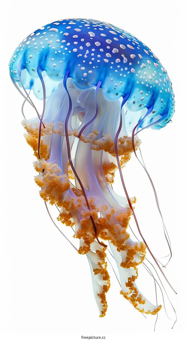 Bioluminescent Jellyfish with Blue and Orange Tentacles