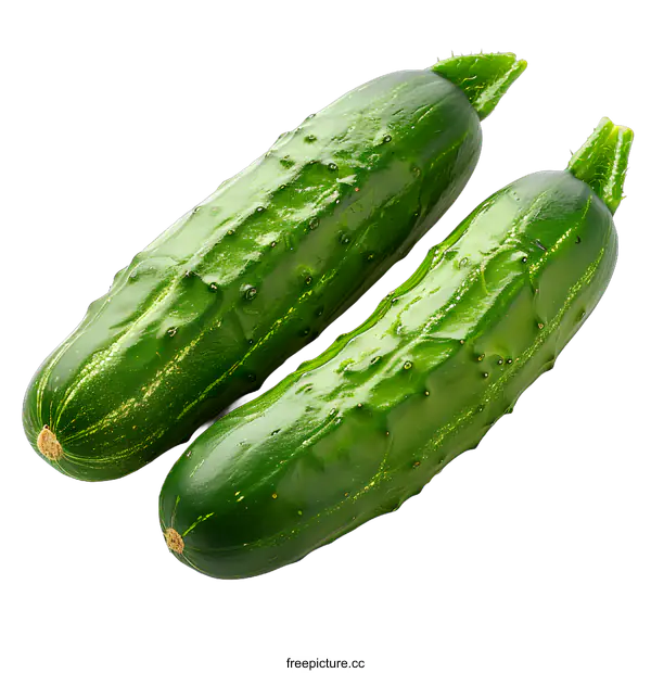 [Transparent Background PNG]Two green cucumbers isolated on white background