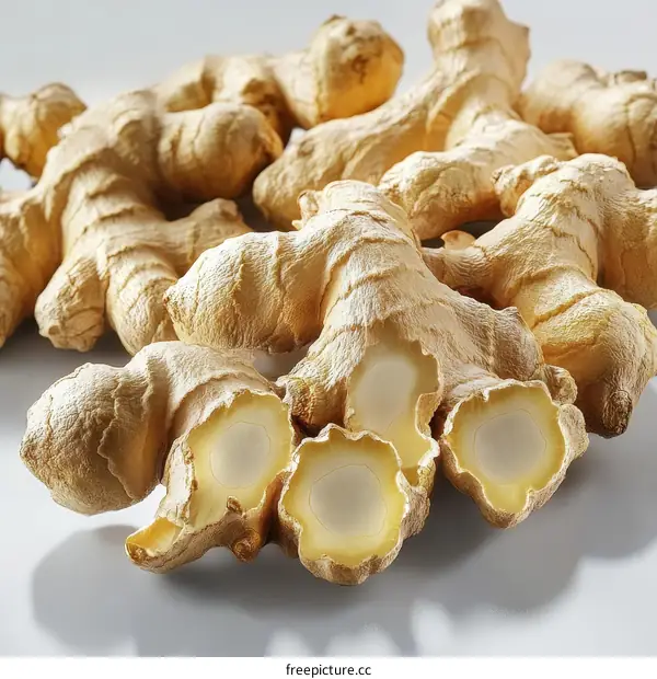 Close Up Fresh Ginger Roots