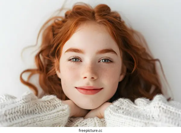 Close-up portrait of a smiling redheaded girl