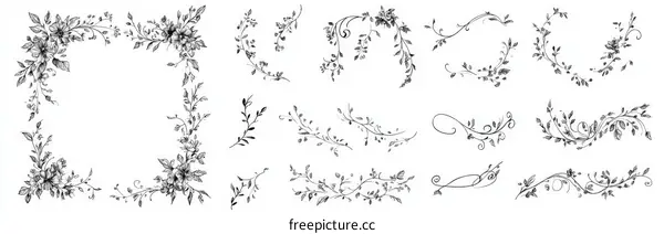 Elegant Floral Decorative Elements