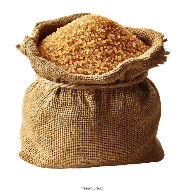 [Transparent Background PNG]Brown Sugar in a Burlap Sack
