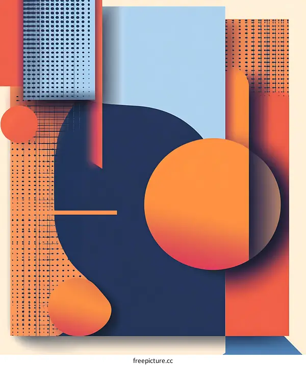 Abstract Geometric Shapes Background With Orange and Blue Colors