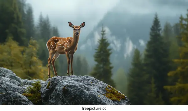 Majestic Deer on Rocky Mountain Summit