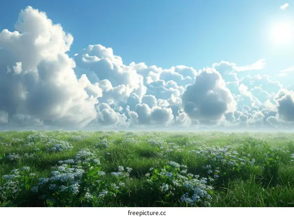 Beautiful Cloudscape Over a Lush Meadow