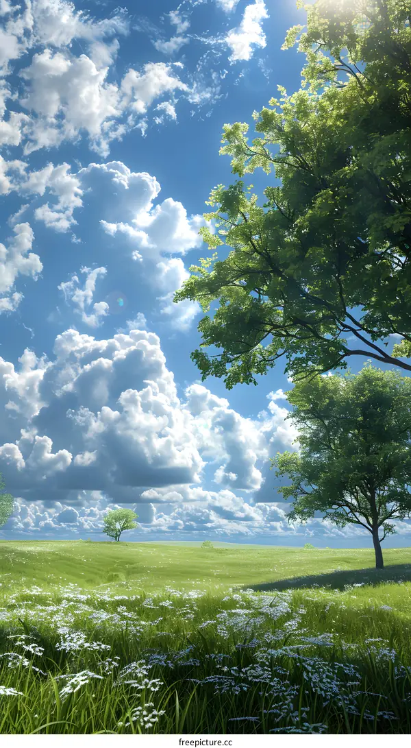 Green field and blue sky