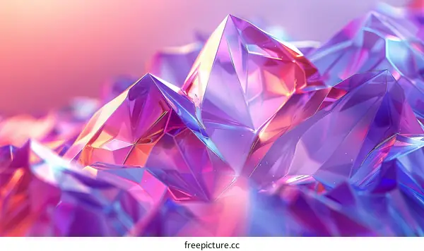 3D rendering of colorful crystal mountains