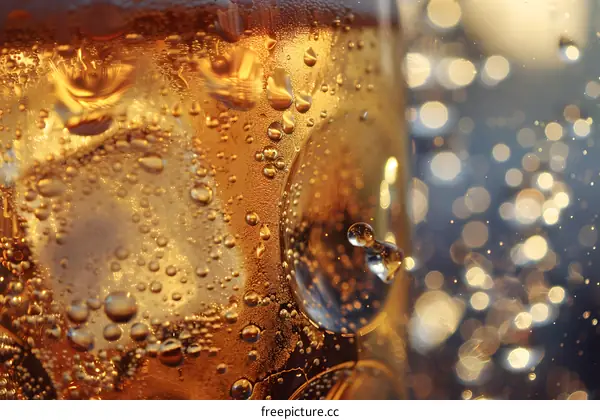 Closeup of Bubbles in a Glass of Iced Tea