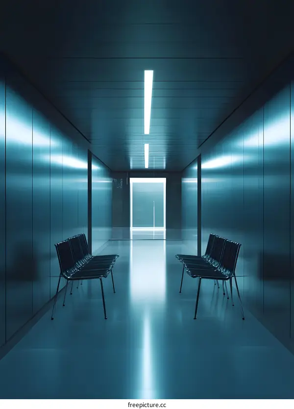 Abstract Hallway With Chairs And Light