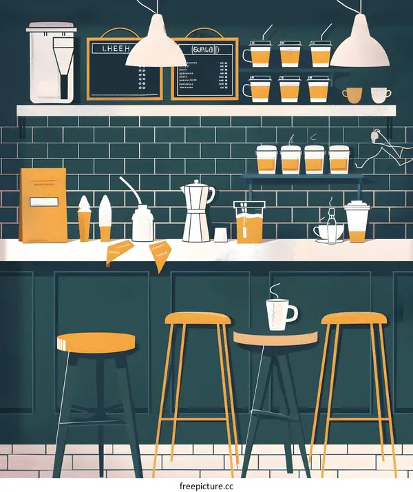 Modern Cafe Interior Illustration