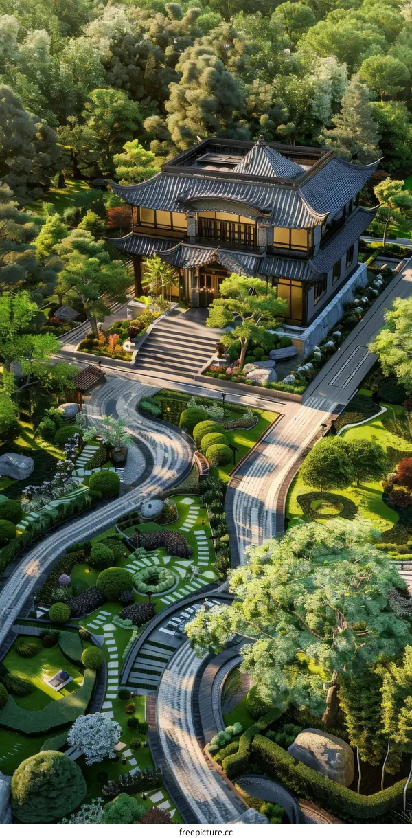 Chinese Courtyard House with Serene Gardens