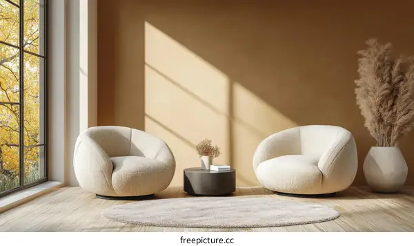 Modern Beige Armchair Living Room Scene