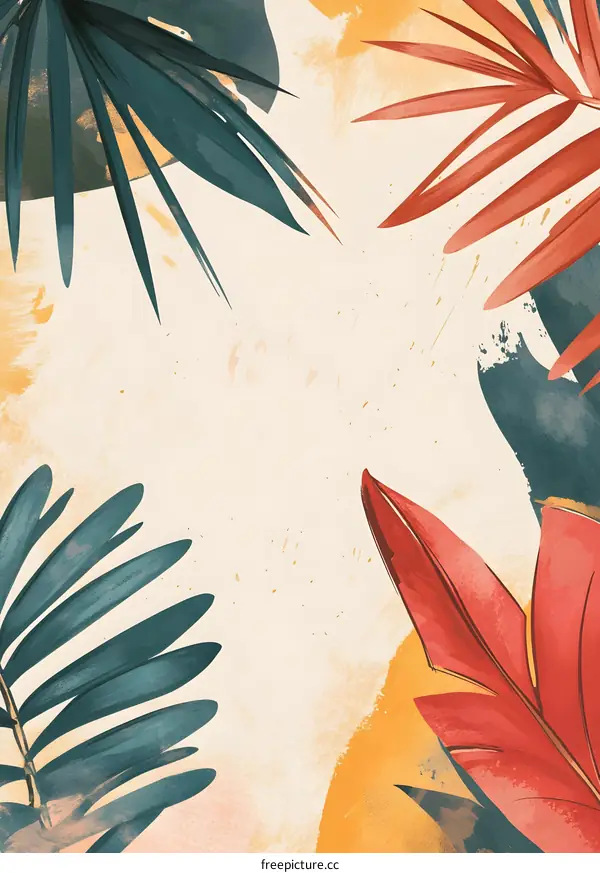 Tropical Leaf Watercolor Background