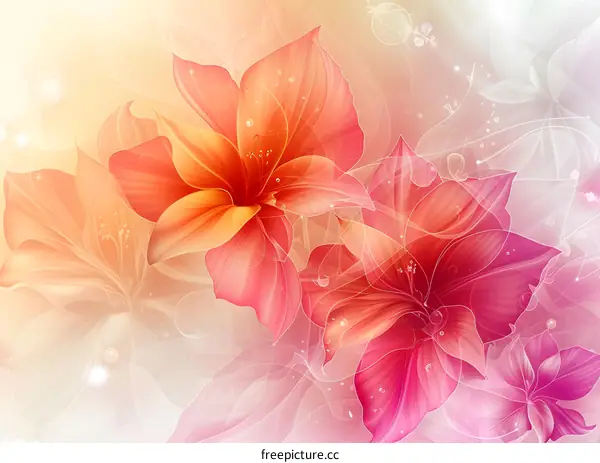 Pink and Orange Abstract Flowers