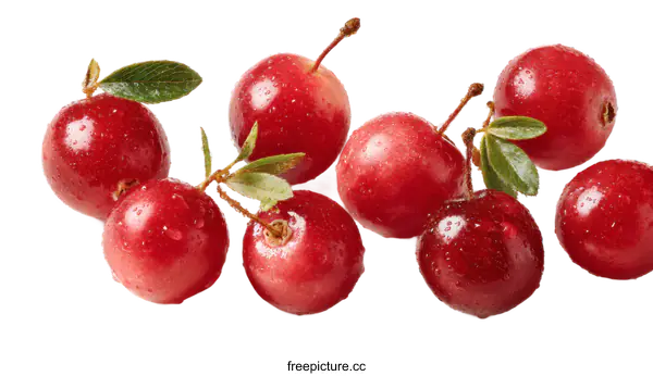 [Transparent Background PNG]Close Up of Fresh Cranberries with Water Droplets
