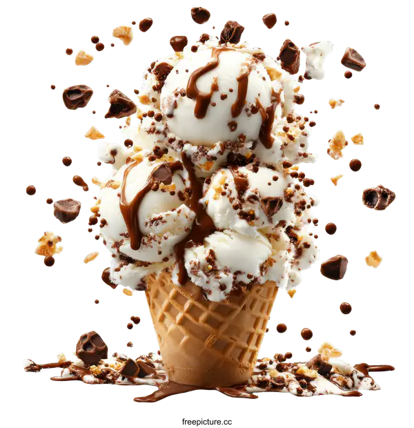 [Transparent Background PNG]Delicious Chocolate Ice Cream Cone Dessert
