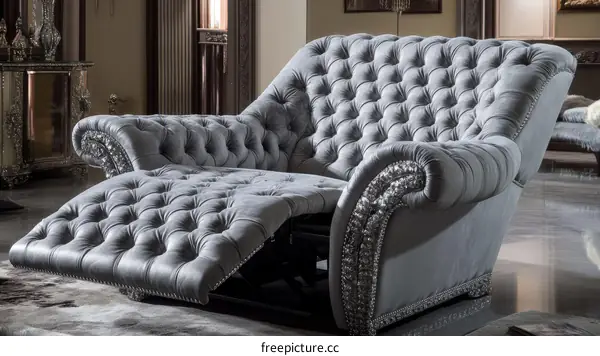 Luxury Gray Recliner Sofa with Exquisite Details