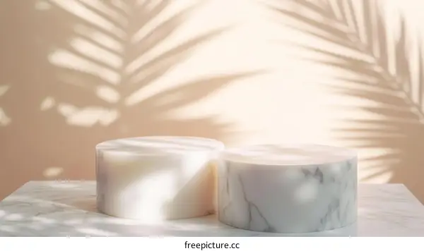 Marble Product Display Stands with Sunlight Shadow