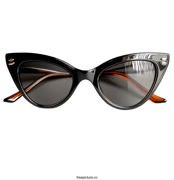[Transparent Background PNG]Black Cat Eye Sunglasses Close Up