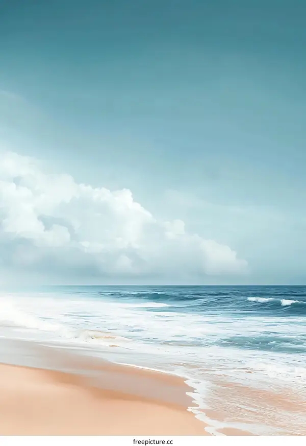 Seascape with Clouds and Sandy Beach
