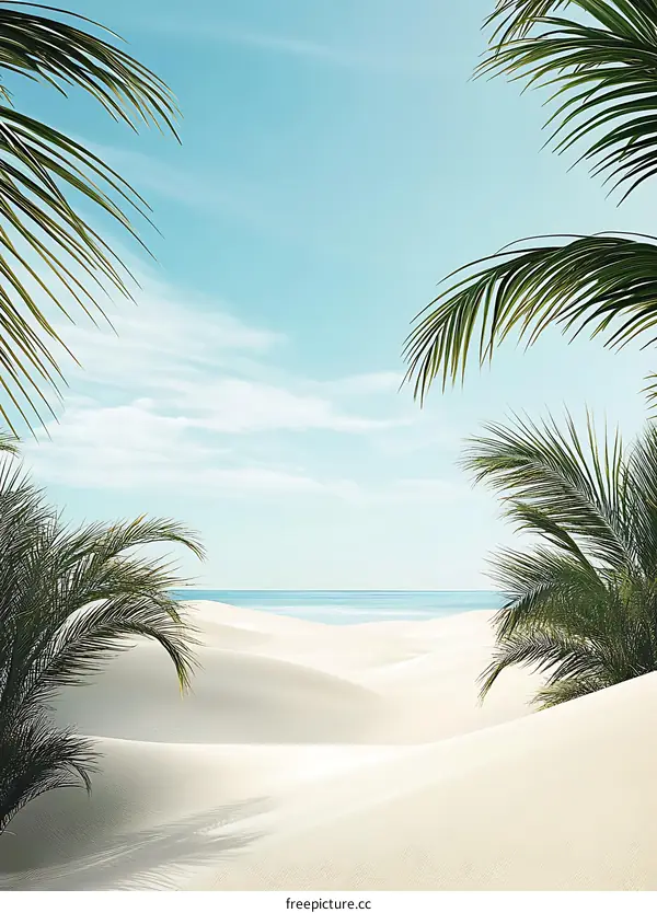 Tropical Beach Summer Vacation Palm Trees Sky and Sea