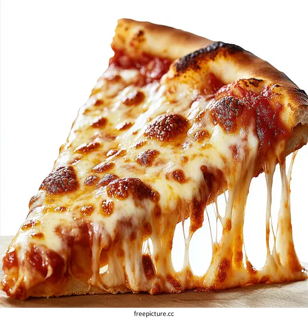 Closeup of a Delicious Pizza Slice with Melted Cheese