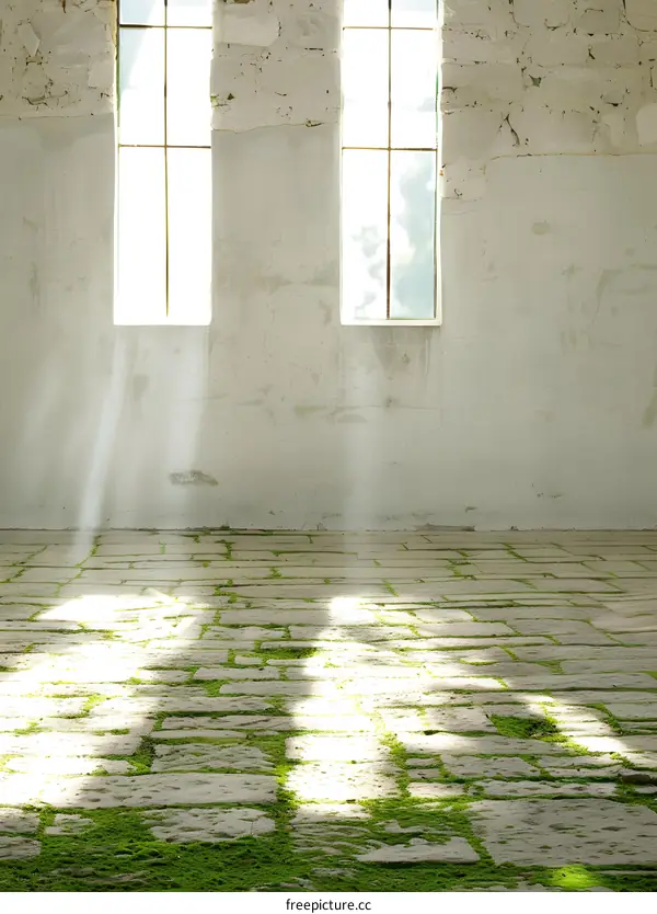 Sunlight Streaming Through Windows in Abandoned Building