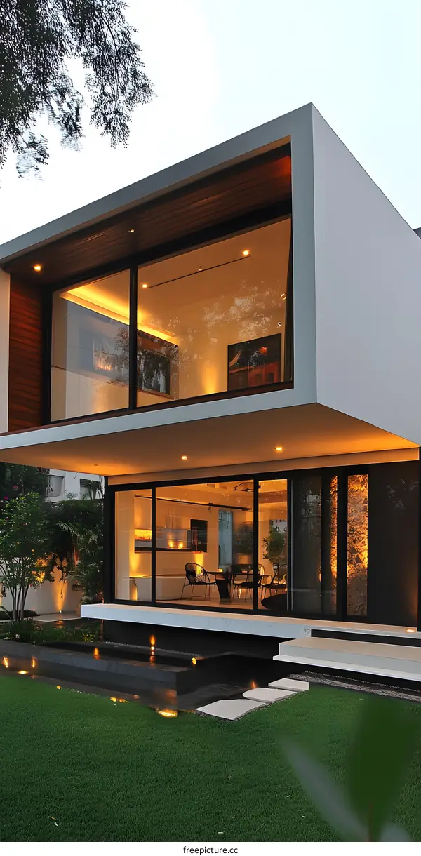 Modern House with Glass Walls and a Swimming Pool