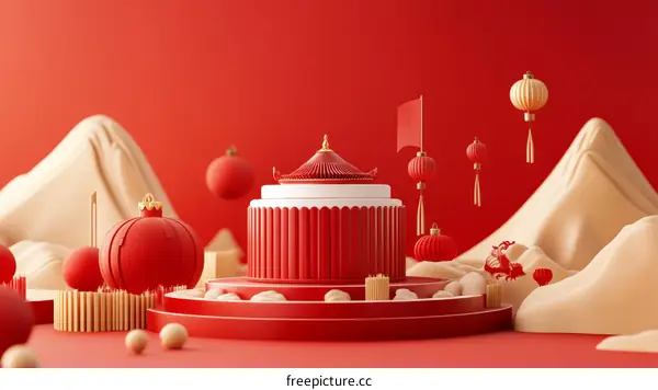 Chinese New Year Festive Scene Design