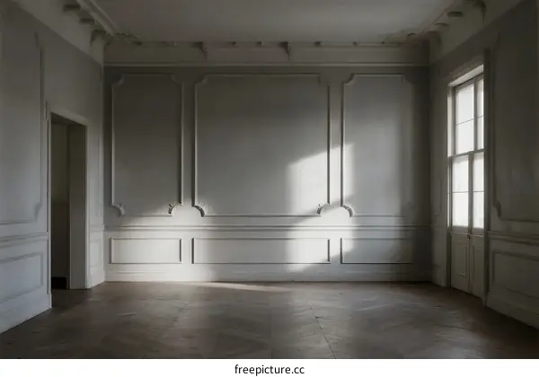An empty room with white walls and wooden floor