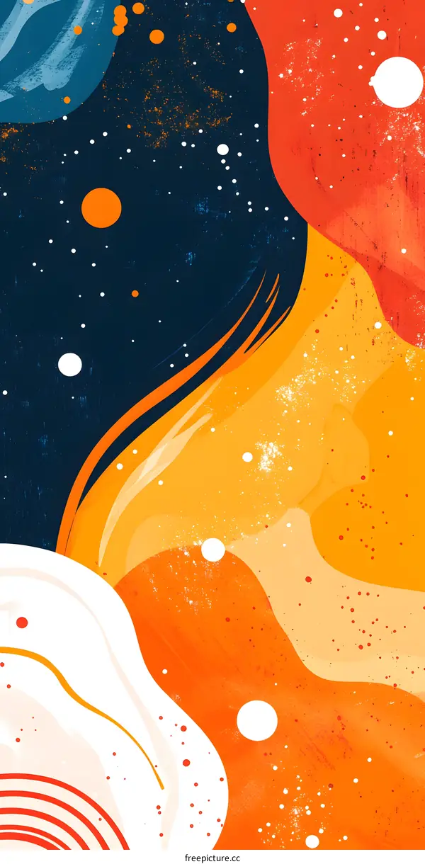 Abstract Art Background With Orange Blue And White Colors
