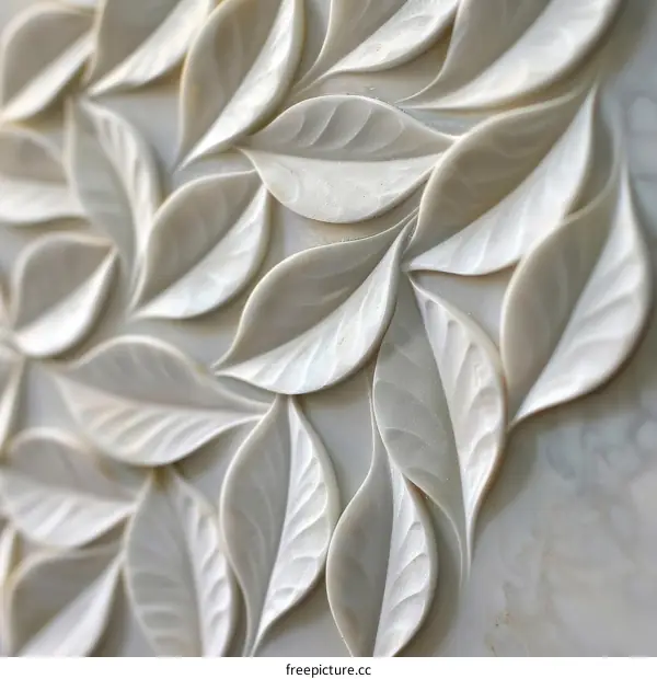 White marble leaves wall background