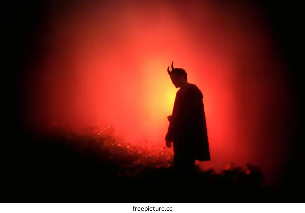 Silhouette of a Demon in a Red Fog