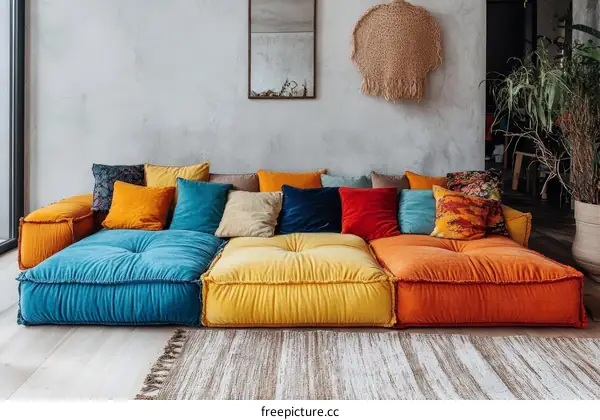 Colorful Modular Sofa in a Modern Living Room