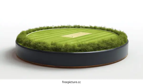 Cricket Pitch on a Circular Stand Illustration