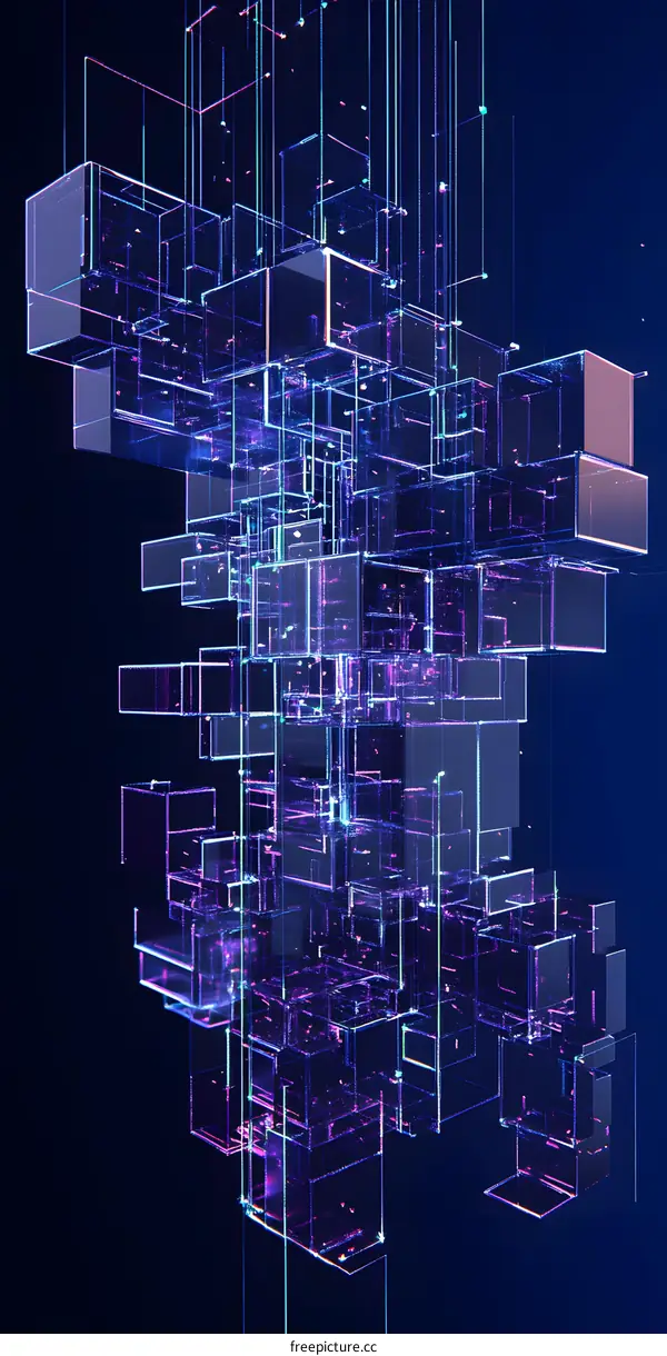 Abstract Neon Lines and Shapes Digital Art