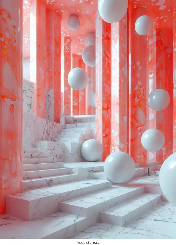 Pink Geometric Space Steps