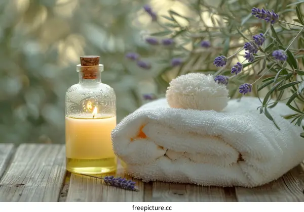 Natural organic spa cosmetic products with lavender flowers